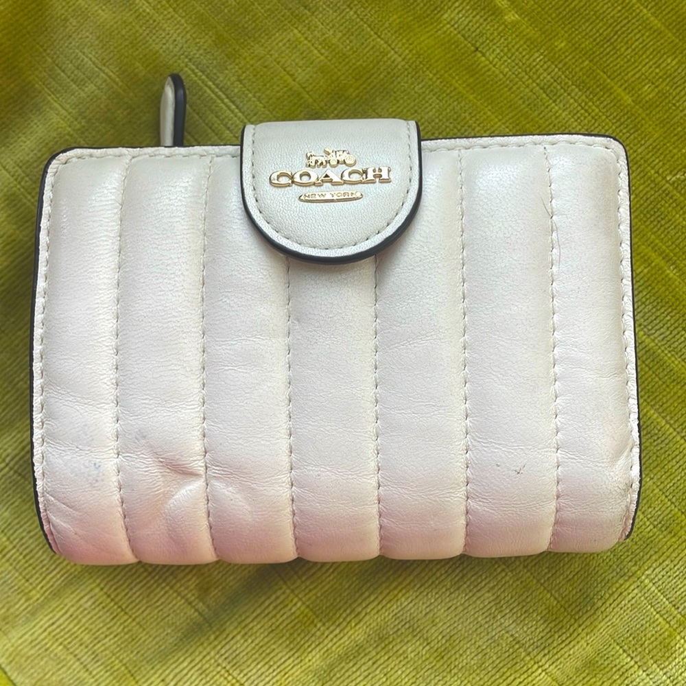 Coach Quilted Wallet Cream